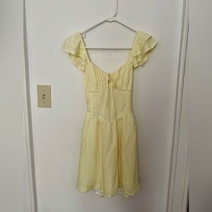 NWT Hollister yellow gingham back tie dress with undershort sz xsmall